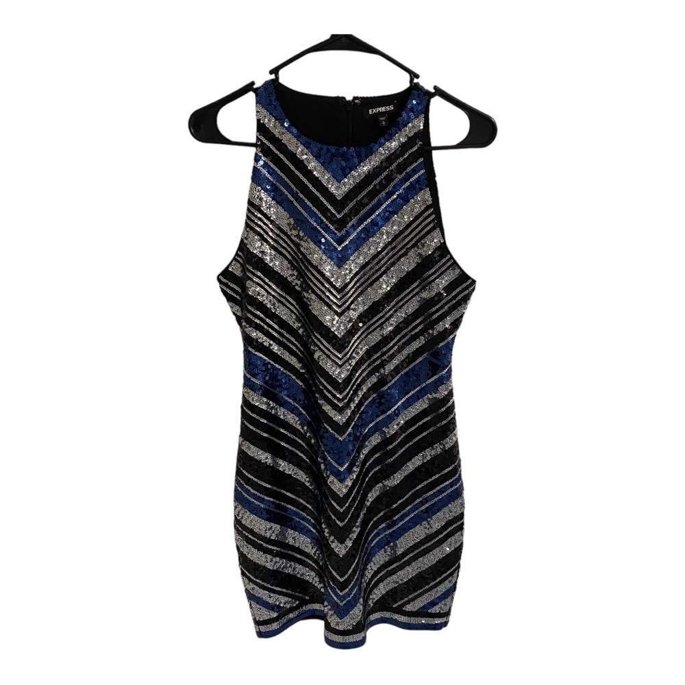 Express sequined dress with chevron design